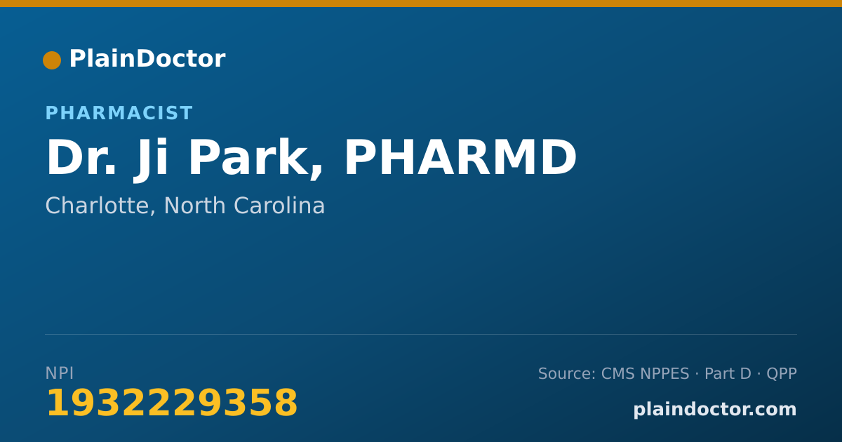 Shareable card for Ji Park, PHARMD - Pharmacist, Charlotte, NC