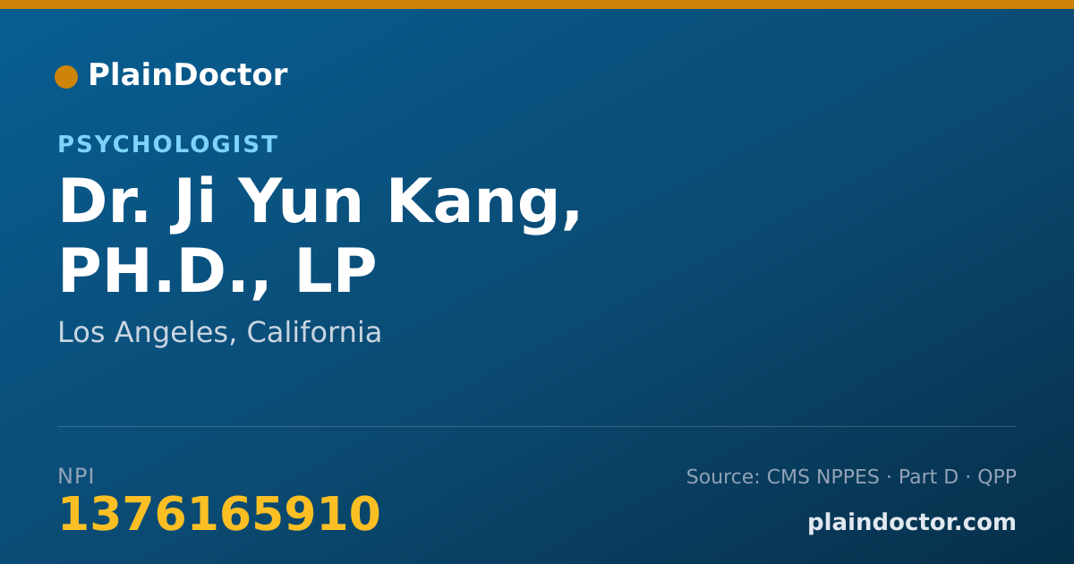 Shareable card for Ji Yun Kang, PH.D., LP - Psychologist, Los Angeles, CA