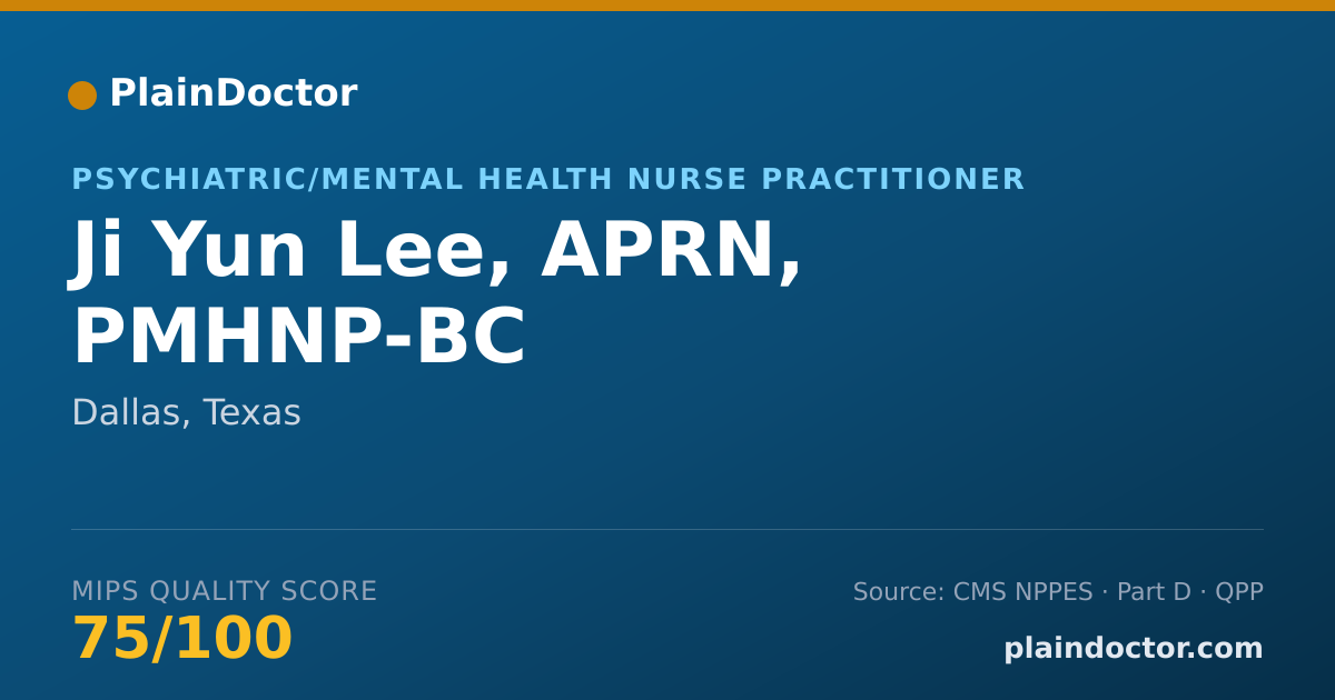 Shareable card for Ji Yun Lee, APRN, PMHNP-BC - Psychiatric/Mental Health Nurse Practitioner, Dallas, TX