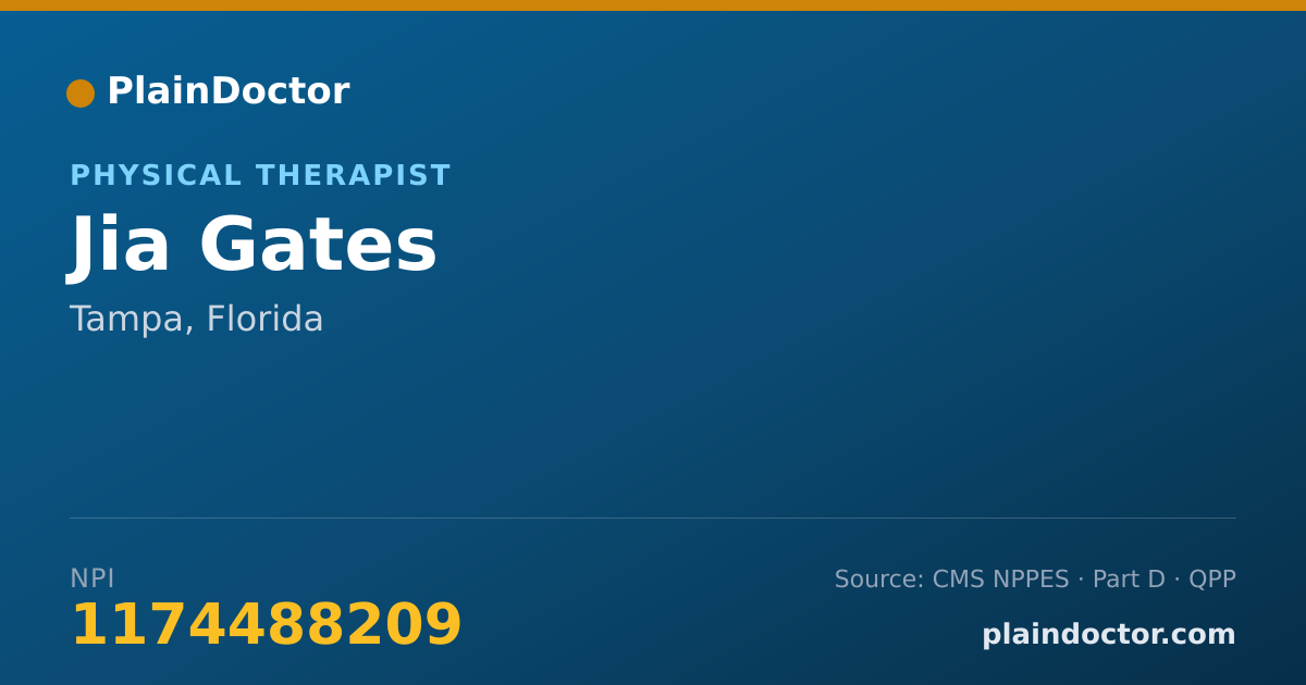 Shareable card for Jia Gates - Physical Therapist, Tampa, FL