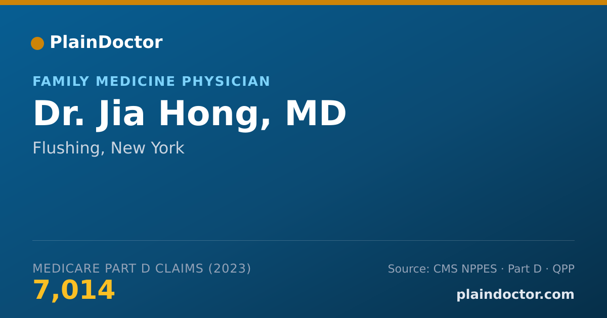 Shareable card for Jia Hong, MD - Family Medicine Physician, Flushing, NY