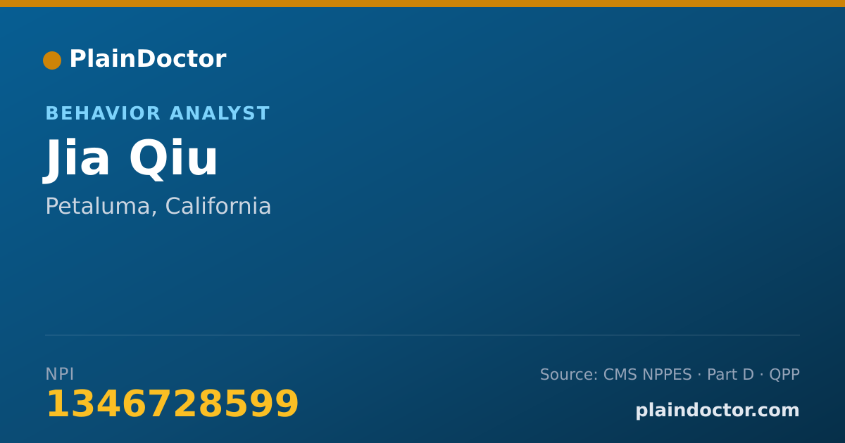 Shareable card for Jia Qiu - Behavior Analyst, Petaluma, CA