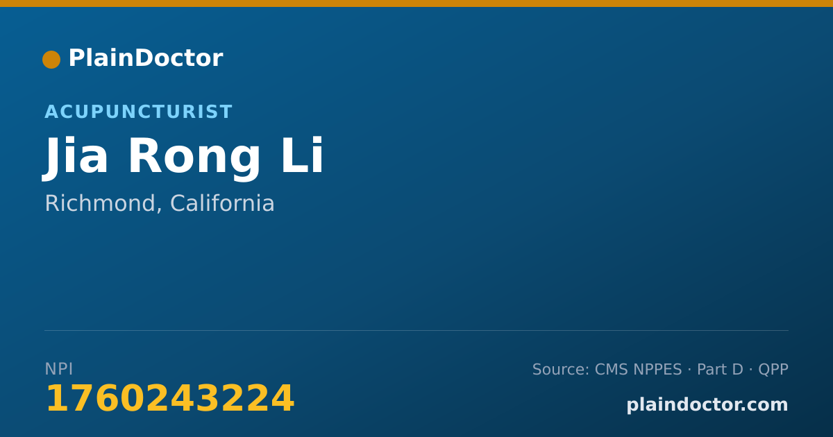 Shareable card for Jia Rong Li - Acupuncturist, Richmond, CA