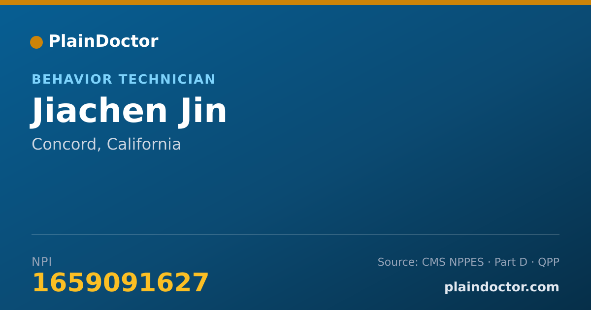 Shareable card for Jiachen Jin - Behavior Technician, Concord, CA