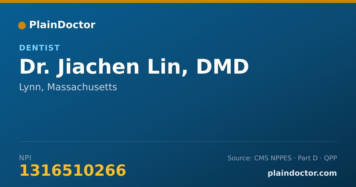 Shareable card for Jiachen Lin, DMD - Dentist, Lynn, MA