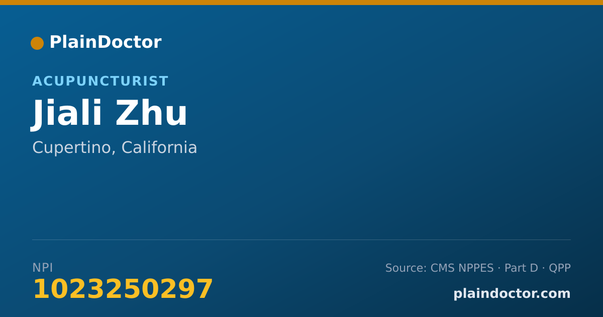 Shareable card for Jiali Zhu - Acupuncturist, Cupertino, CA