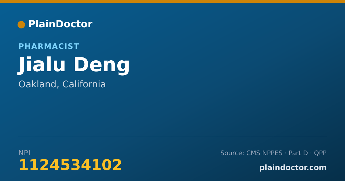 Shareable card for Jialu Deng - Pharmacist, Oakland, CA