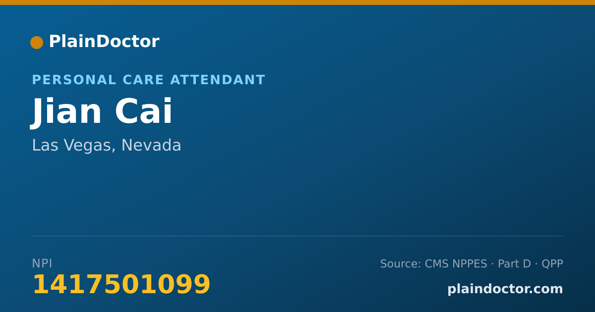 Shareable card for Jian Cai - Personal Care Attendant, Las Vegas, NV