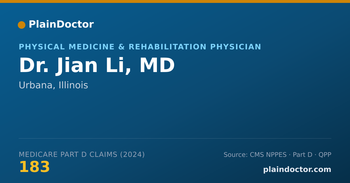 Shareable card for Jian Li, MD - Physical Medicine & Rehabilitation Physician, Urbana, IL