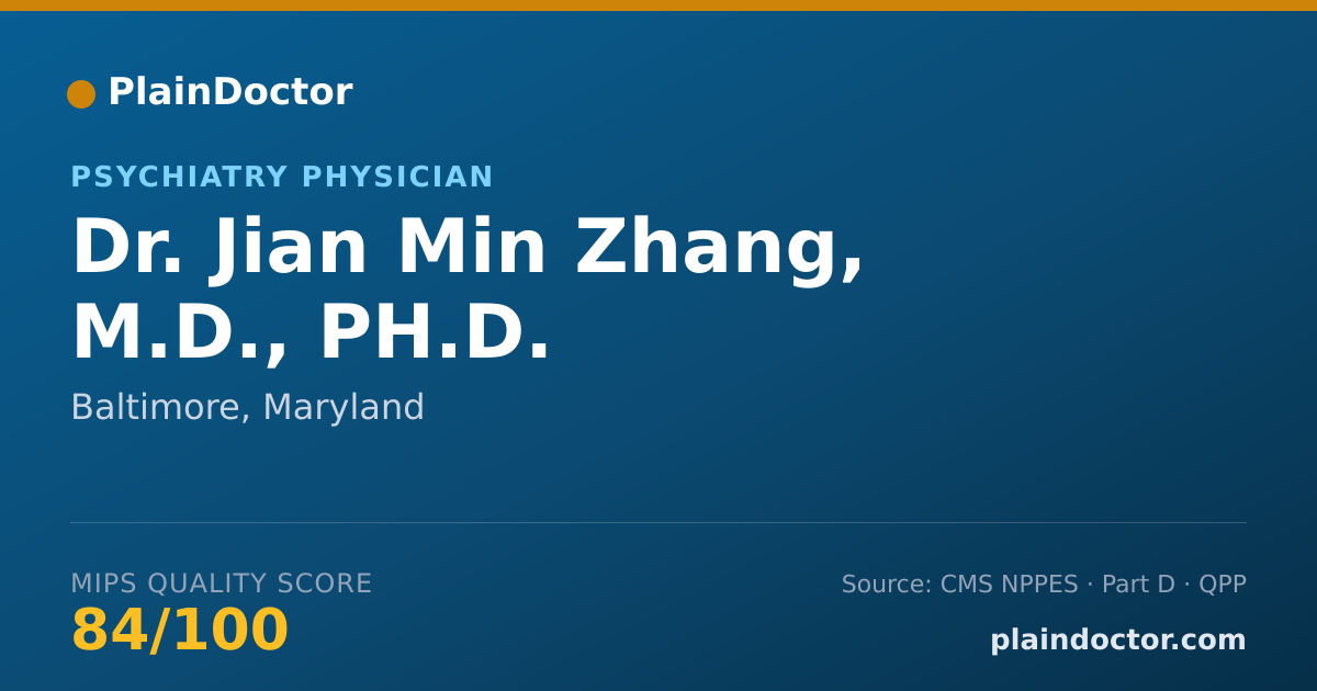 Shareable card for Jian Min Zhang, M.D., PH.D. - Psychiatry Physician, Baltimore, MD