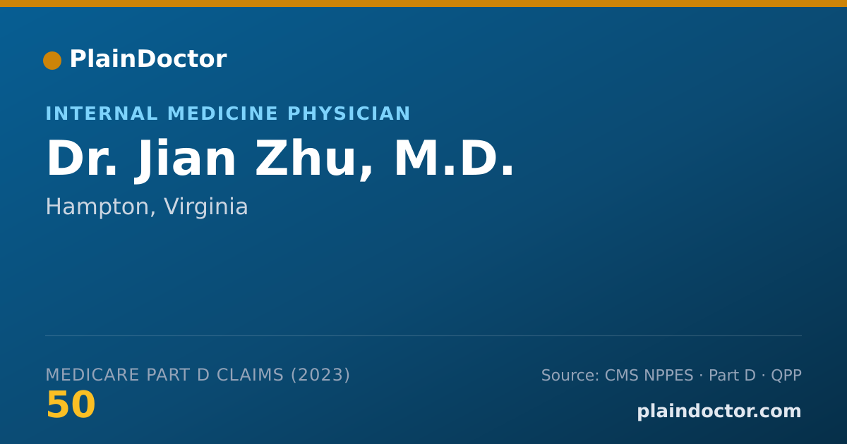 Shareable card for Jian Zhu, M.D. - Internal Medicine Physician, Hampton, VA