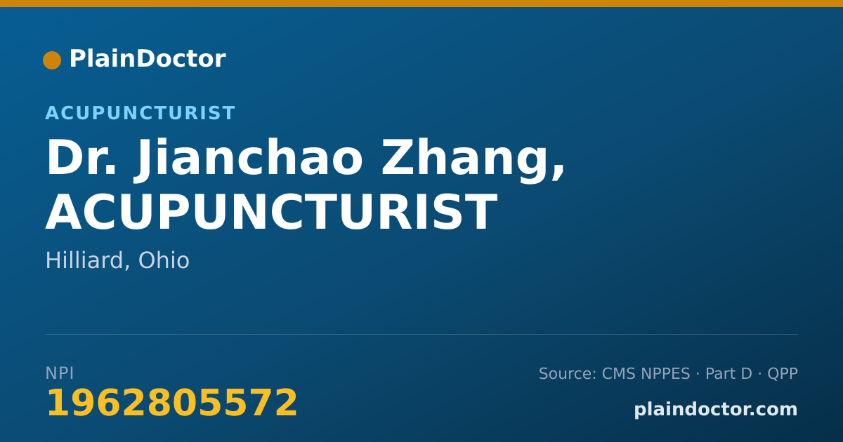 Shareable card for Jianchao Zhang, ACUPUNCTURIST - Acupuncturist, Hilliard, OH