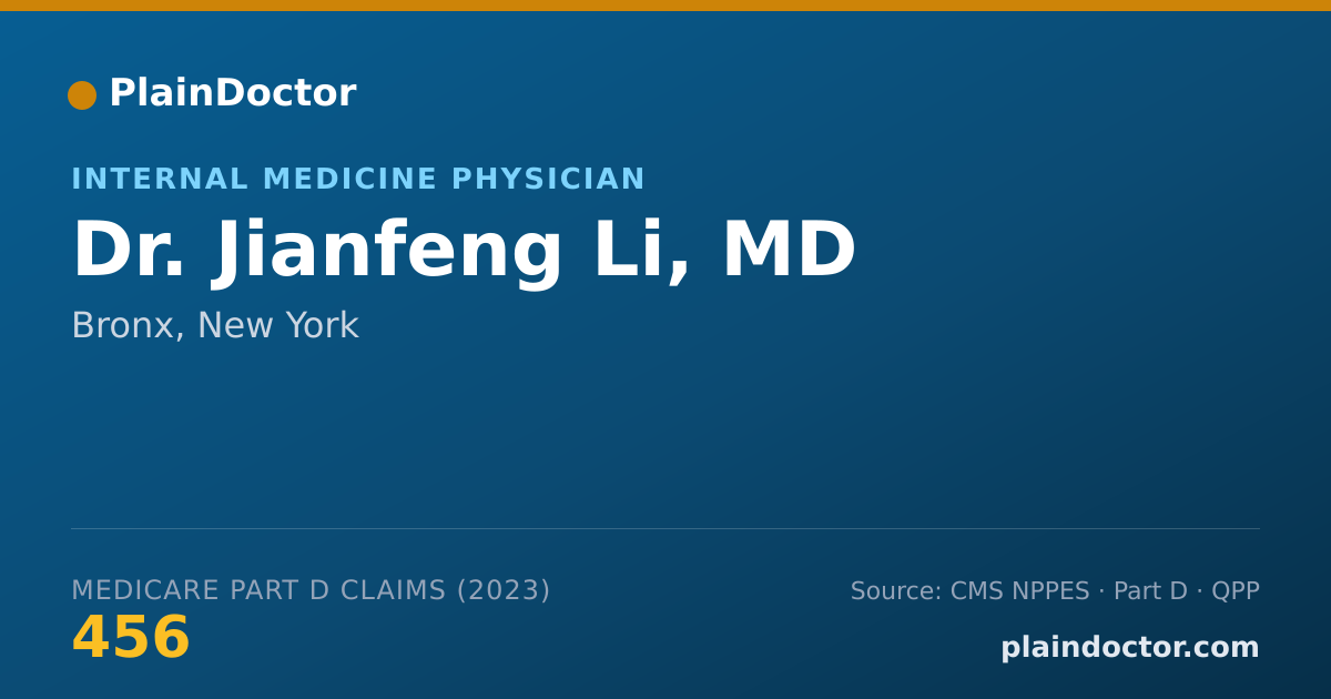 Shareable card for Jianfeng Li, MD - Internal Medicine Physician, Bronx, NY