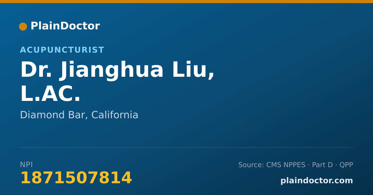 Shareable card for Jianghua Liu, L.AC. - Acupuncturist, Diamond Bar, CA