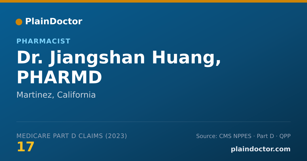 Shareable card for Jiangshan Huang, PHARMD - Pharmacist, Martinez, CA