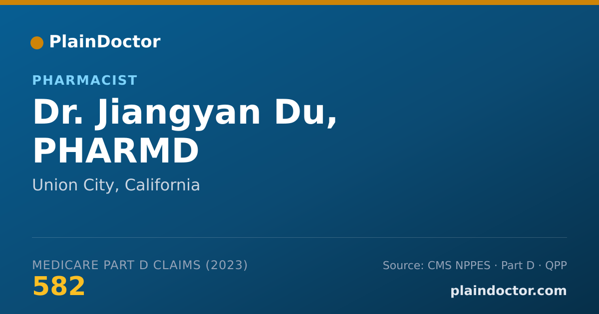 Shareable card for Jiangyan Du, PHARMD - Pharmacist, Union City, CA