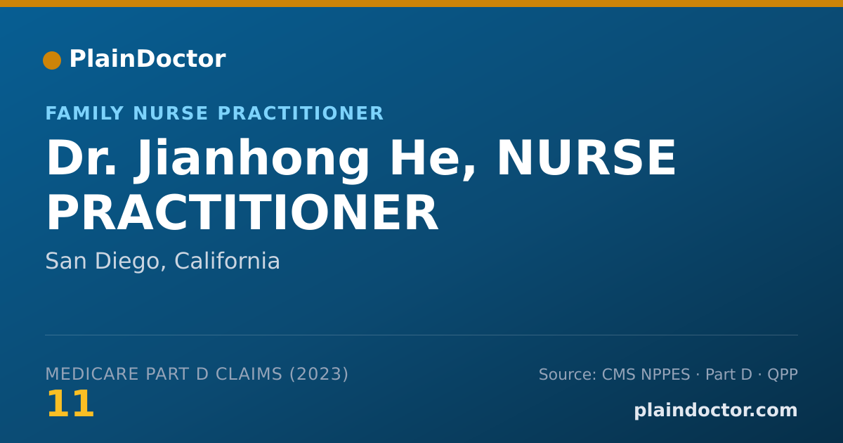 Shareable card for Jianhong He, NURSE PRACTITIONER - Family Nurse Practitioner, San Diego, CA