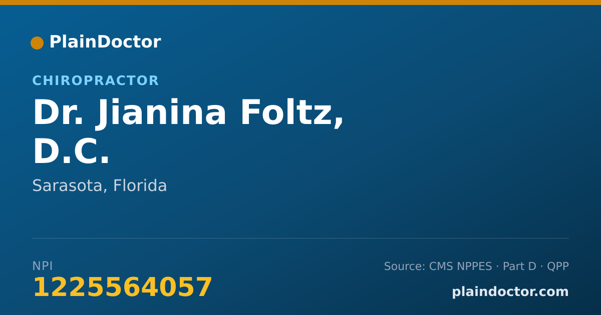 Shareable card for Jianina Foltz, D.C. - Chiropractor, Sarasota, FL