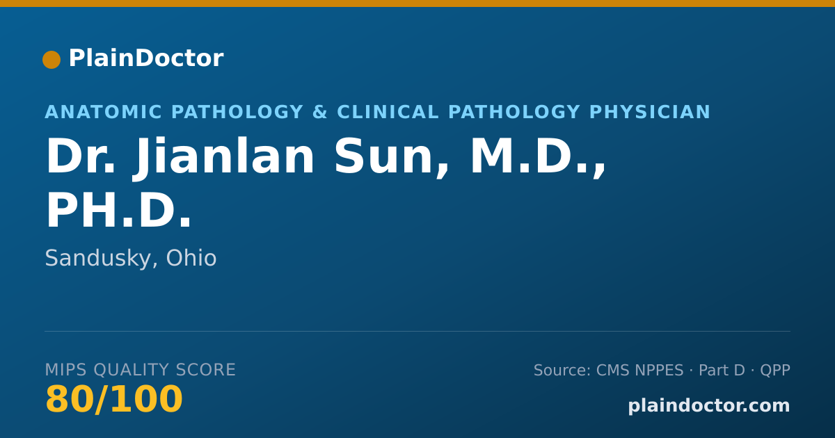 Shareable card for Jianlan Sun, M.D., PH.D. - Anatomic Pathology & Clinical Pathology Physician, Sandusky, OH