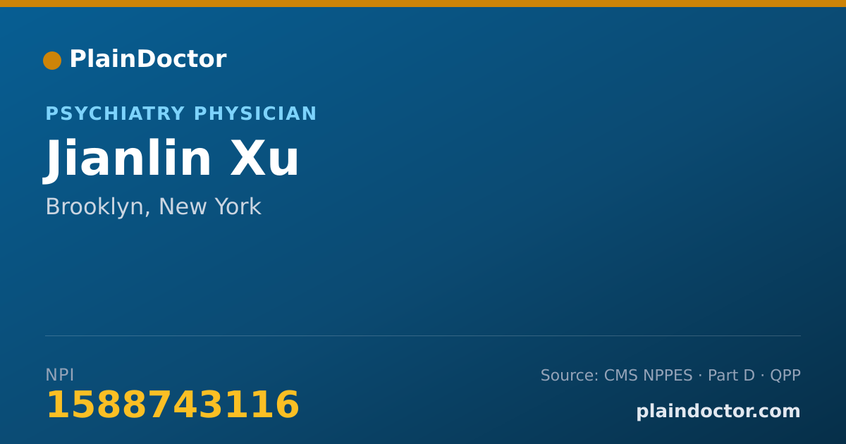 Shareable card for Jianlin Xu - Psychiatry Physician, Brooklyn, NY