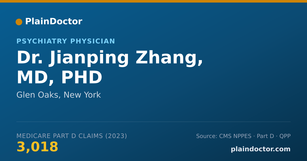 Shareable card for Jianping Zhang, MD, PHD - Psychiatry Physician, Glen Oaks, NY