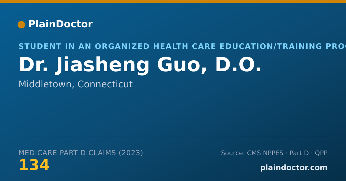 Shareable card for Jiasheng Guo, D.O. - Student in an Organized Health Care Education/Training Program, Middletown, CT