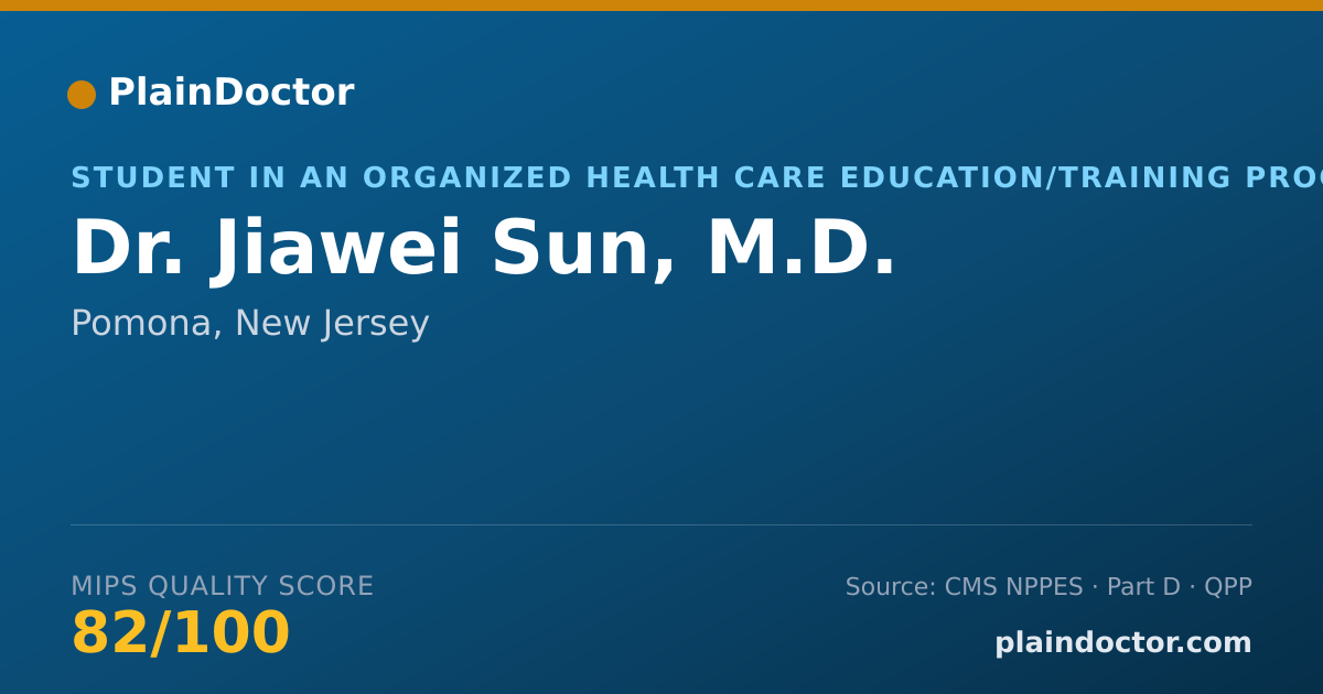 Shareable card for Jiawei Sun, M.D. - Student in an Organized Health Care Education/Training Program, Pomona, NJ