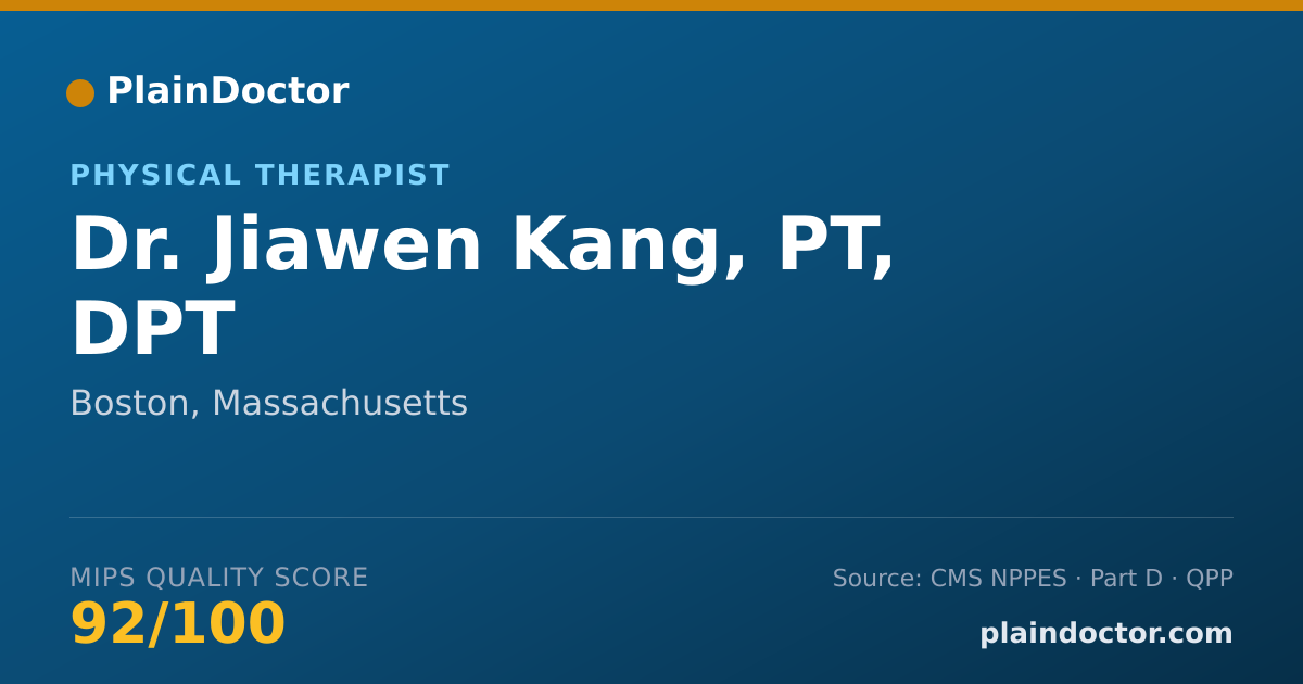 Shareable card for Jiawen Kang, PT, DPT - Physical Therapist, Boston, MA