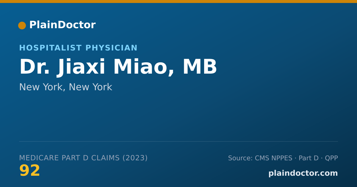 Shareable card for Jiaxi Miao, MB - Hospitalist Physician, New York, NY