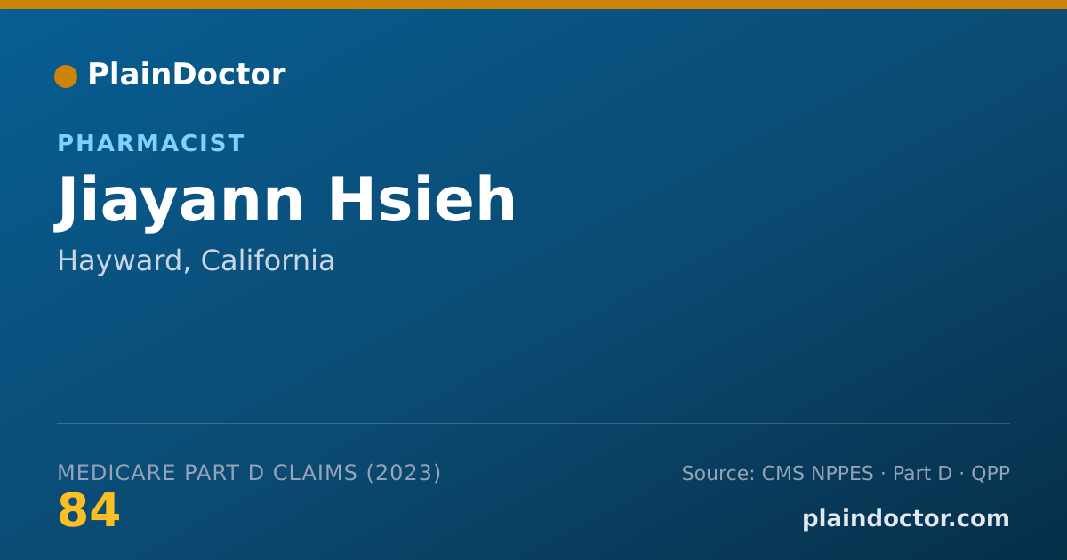 Shareable card for Jiayann Hsieh - Pharmacist, Hayward, CA