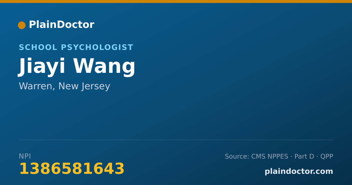 Shareable card for Jiayi Wang - School Psychologist, Warren, NJ