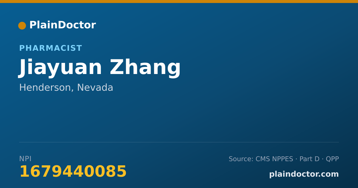 Shareable card for Jiayuan Zhang - Pharmacist, Henderson, NV