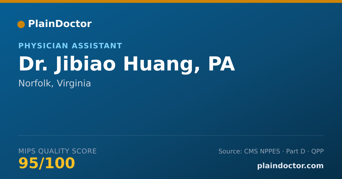 Shareable card for Jibiao Huang, PA - Physician Assistant, Norfolk, VA