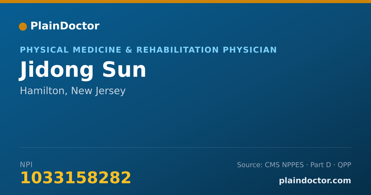 Shareable card for Jidong Sun - Physical Medicine & Rehabilitation Physician, Hamilton, NJ