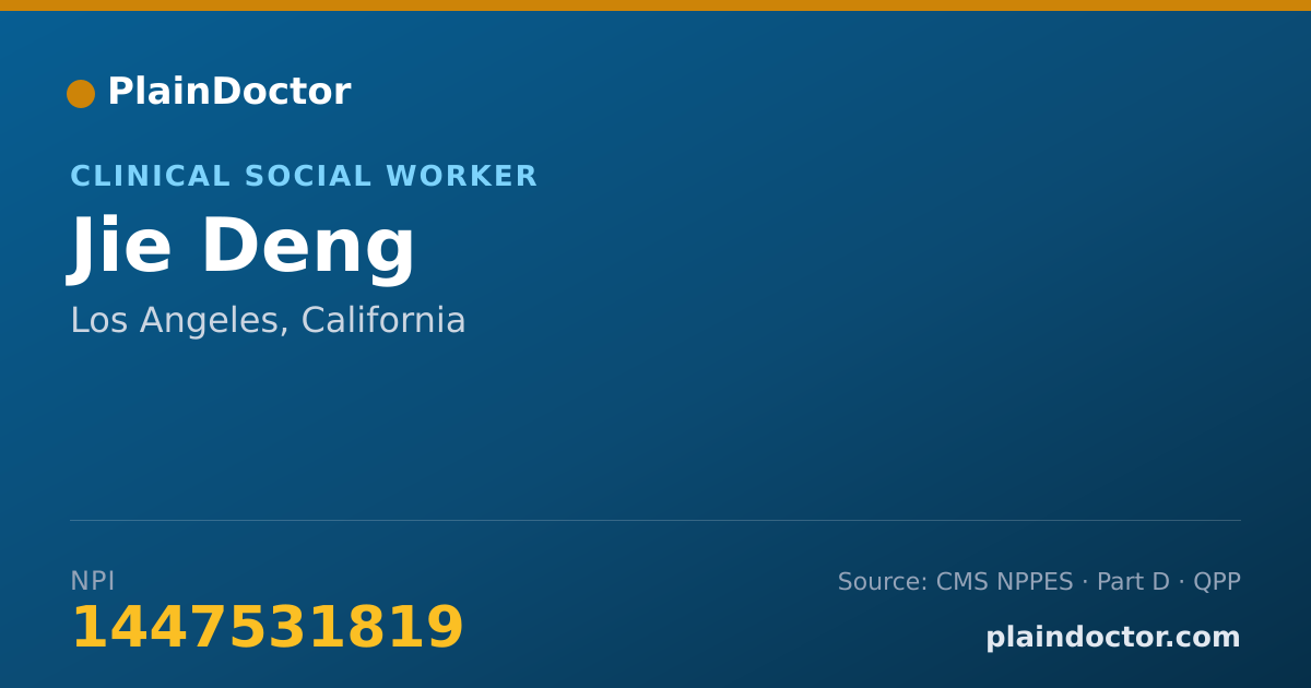 Shareable card for Jie Deng - Clinical Social Worker, Los Angeles, CA