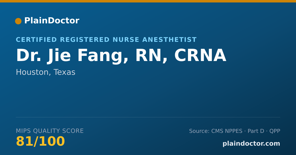 Shareable card for Jie Fang, RN, CRNA - Certified Registered Nurse Anesthetist, Houston, TX