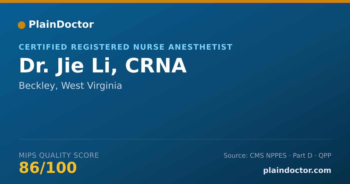 Shareable card for Jie Li, CRNA - Certified Registered Nurse Anesthetist, Beckley, WV