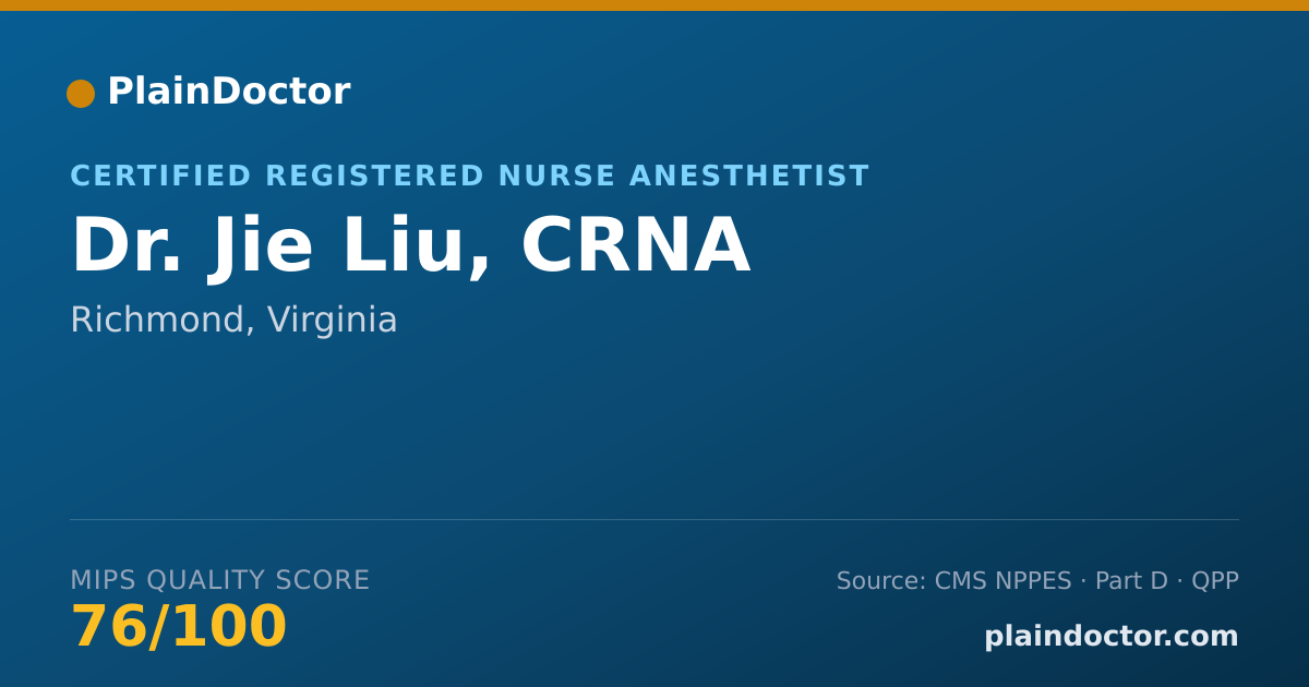 Shareable card for Jie Liu, CRNA - Certified Registered Nurse Anesthetist, Richmond, VA