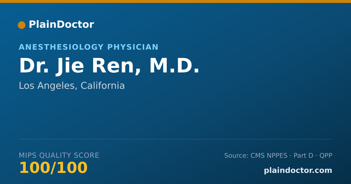 Shareable card for Jie Ren, M.D. - Anesthesiology Physician, Los Angeles, CA