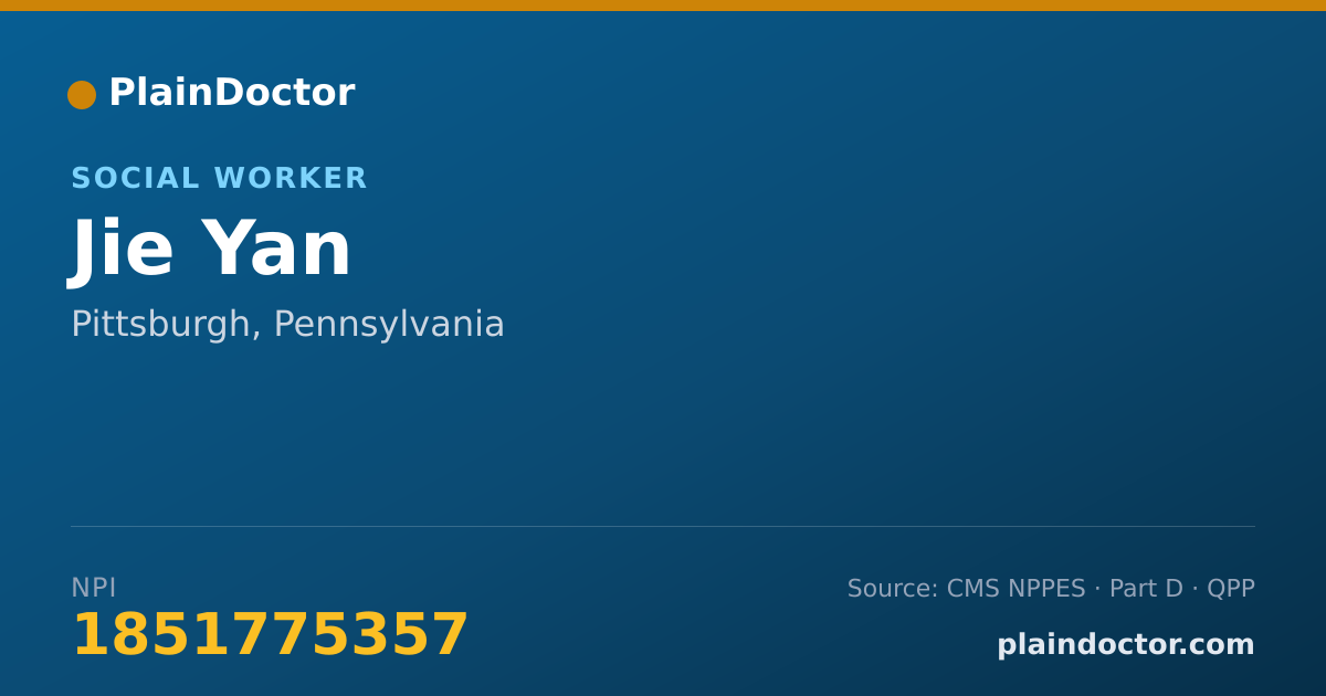 Shareable card for Jie Yan - Social Worker, Pittsburgh, PA