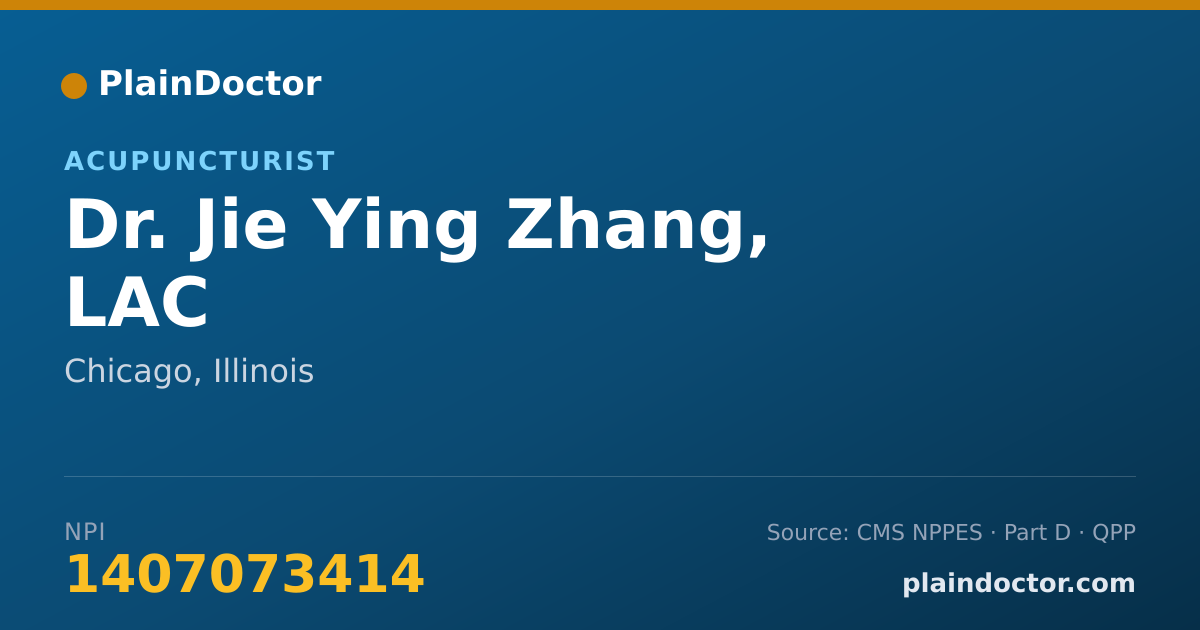 Shareable card for Jie Ying Zhang, LAC - Acupuncturist, Chicago, IL