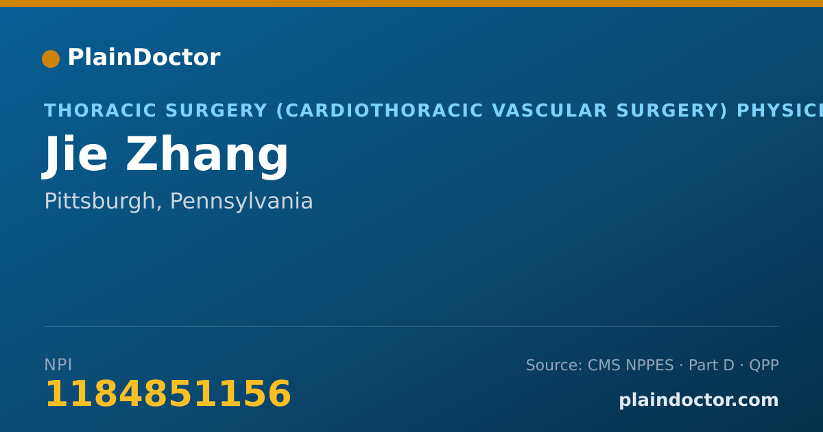 Shareable card for Jie Zhang - Thoracic Surgery (Cardiothoracic Vascular Surgery) Physician, Pittsburgh, PA