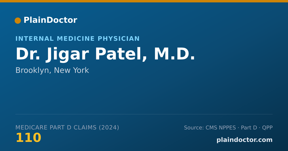 Shareable card for Jigar Patel, M.D. - Internal Medicine Physician, Brooklyn, NY