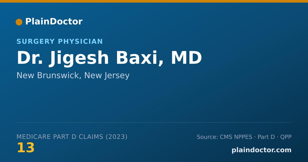 Shareable card for Jigesh Baxi, MD - Surgery Physician, New Brunswick, NJ