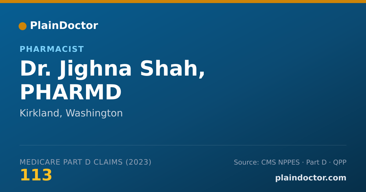 Shareable card for Jighna Shah, PHARMD - Pharmacist, Kirkland, WA