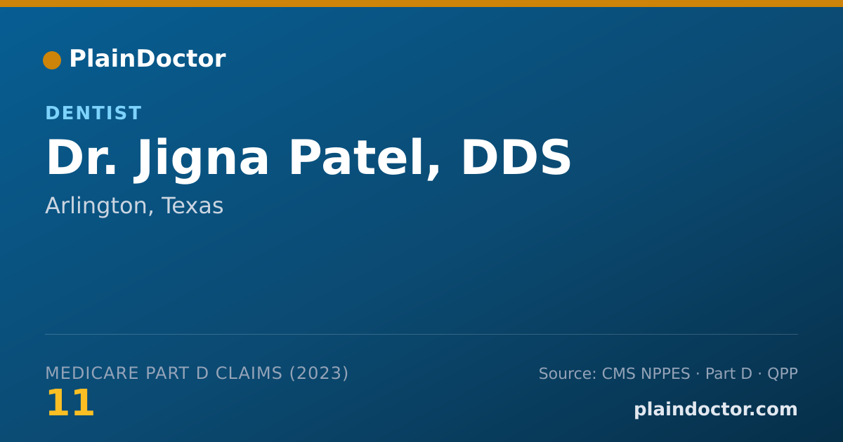 Shareable card for Jigna Patel, DDS - Dentist, Arlington, TX