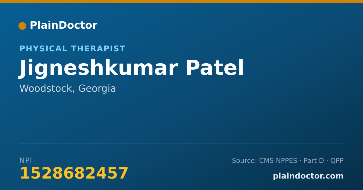 Shareable card for Jigneshkumar Patel - Physical Therapist, Woodstock, GA
