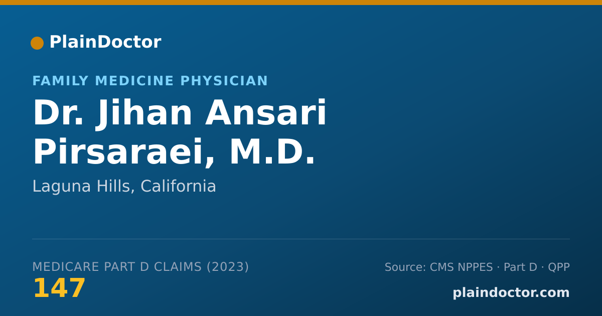Shareable card for Jihan Ansari Pirsaraei, M.D. - Family Medicine Physician, Laguna Hills, CA