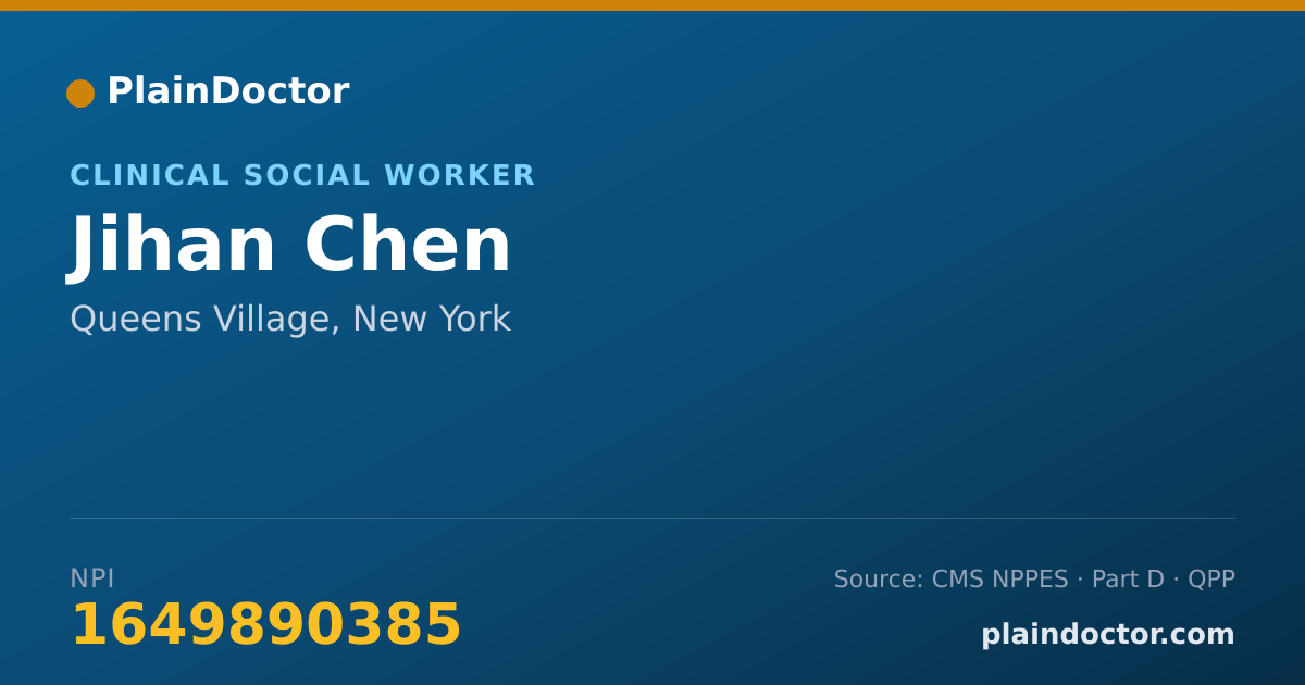 Shareable card for Jihan Chen - Clinical Social Worker, Queens Village, NY
