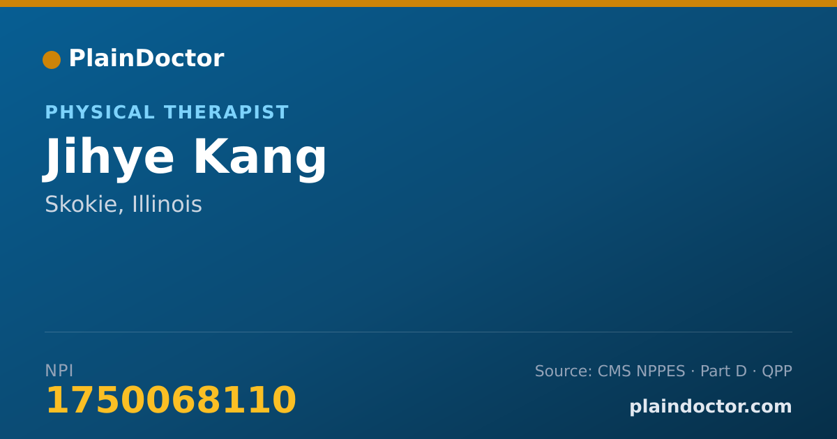 Shareable card for Jihye Kang - Physical Therapist, Skokie, IL